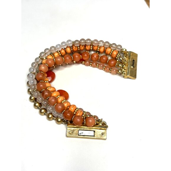 Chicos Multi-Strand Beaded Bracelet With Gold-Tone Accents & Coral Beads - Picture 6 of 10